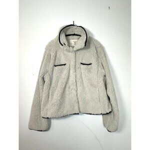 Dylan Clothing Los Angeles Womens Jacket Soft Faux Fur Snap Large Cream Glam